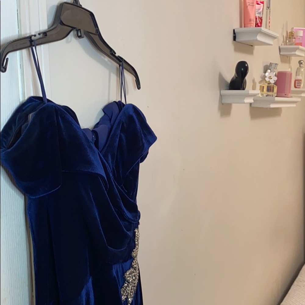 Evening navy blue Velvet Dress
